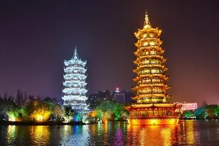 Two Rivers and Four Lakes - Elephant Trunk Hill Scenic Area in Guilin - Guangxi Tourist Attraction